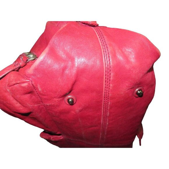 Botkier Bianca Red Italian Distressed Leather Satchel Weekender Duffle - Picture 11 of 14
